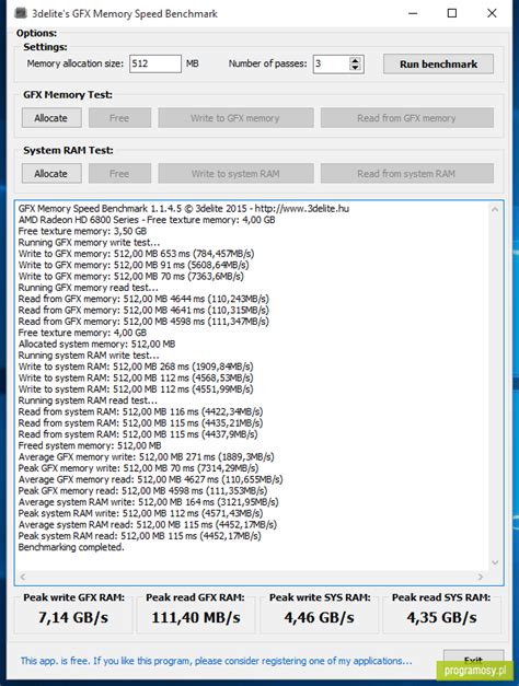 GFX Memory Speed Benchmark